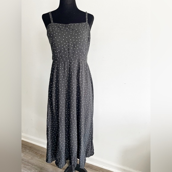 Gap Fit & Flare Midi Cami Dress in Black Polka Dot - Picture 1 of 7